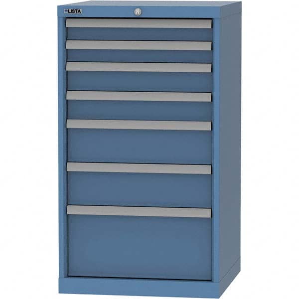 LISTA - 7 Drawer, 84 Compartment Bright Blue Steel Modular Storage Cabinet - Exact Industrial Supply