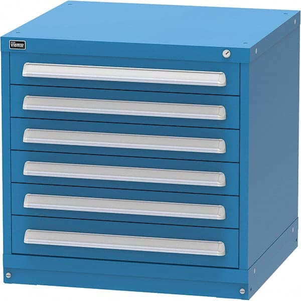 Vidmar - 6 Drawer Bright Blue Steel Modular Storage Cabinet - Exact Industrial Supply