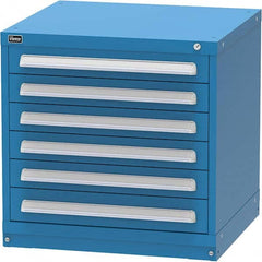 Vidmar - 6 Drawer Bright Blue Steel Modular Storage Cabinet - Exact Industrial Supply