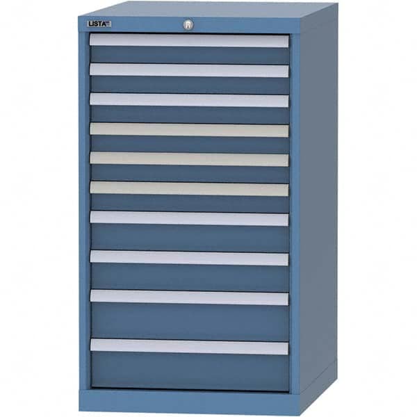 LISTA - 10 Drawer, 99 Compartment Bright Blue Steel Modular Storage Cabinet - Exact Industrial Supply