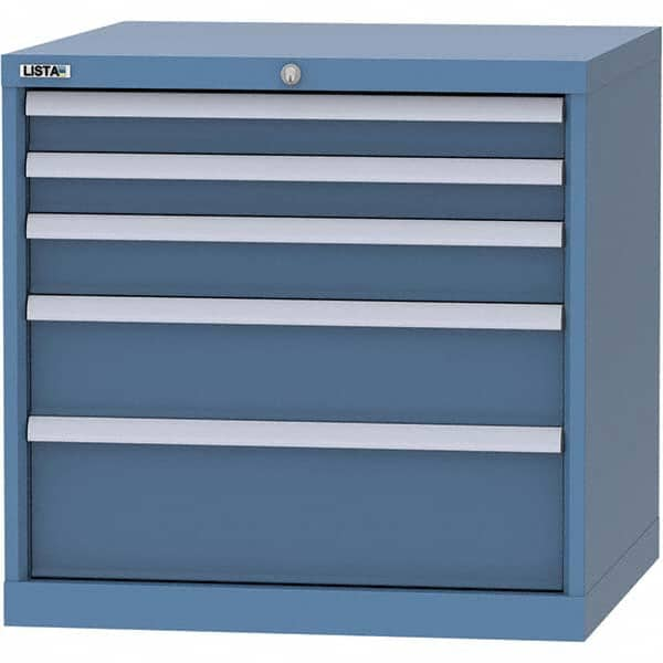 LISTA - 5 Drawer, 45 Compartment Bright Blue Steel Modular Storage Cabinet - Exact Industrial Supply