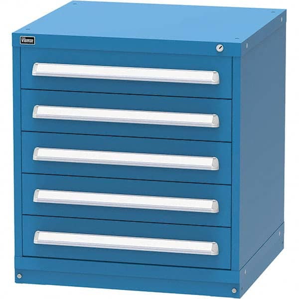 Vidmar - 5 Drawer Bright Blue Steel Modular Storage Cabinet - Exact Industrial Supply