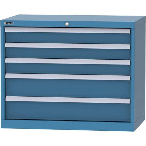 LISTA - 5 Drawer, 84 Compartment Bright Blue Steel Modular Storage Cabinet - Exact Industrial Supply