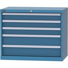 LISTA - 5 Drawer, 84 Compartment Bright Blue Steel Modular Storage Cabinet - Exact Industrial Supply