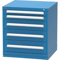 Vidmar - 5 Drawer, 124 Compartment Bright Blue Steel Modular Storage Cabinet - Exact Industrial Supply