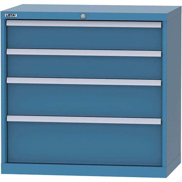 LISTA - 4 Drawer, 84 Compartment Bright Blue Steel Modular Storage Cabinet - Exact Industrial Supply