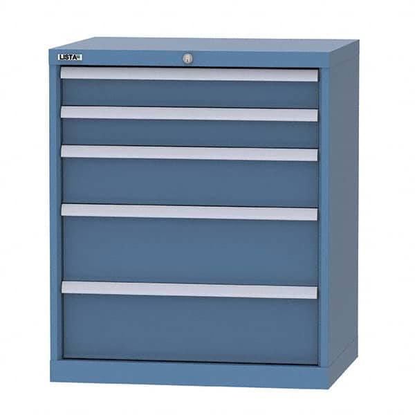 LISTA - 5 Drawer, 124 Compartment Bright Blue Steel Modular Storage Cabinet - Exact Industrial Supply