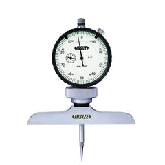 Insize USA LLC - Dial Depth Gages; Maximum Measurement (Inch): 12 ; Maximum Measurement (Decimal Inch): 12 ; Graduation (Decimal Inch): 0.0010 ; Base Length (Decimal Inch): 2-1/2 ; Base Length (Inch): 2-1/2 ; Calibrated: Yes - Exact Industrial Supply