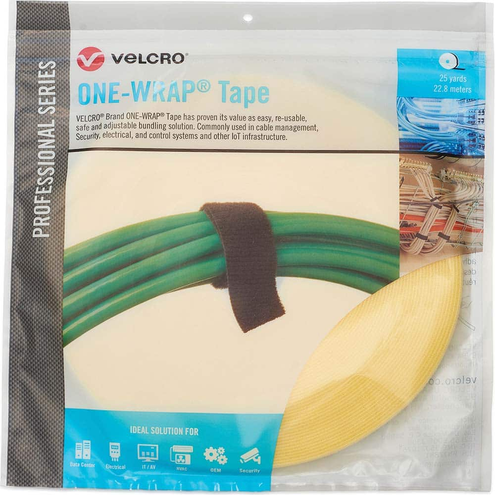 Velcro Brand - Cable Ties; Cable Tie Type: Reusable Cable Tie ; Material: Hook and Loop ; Color: Mimosa Yellow ; Overall Length (Feet): 75 ; Overall Length (Decimal Inch): 300.00000 ; Maximum Bundle Diameter (Inch): 0.5 - Exact Industrial Supply