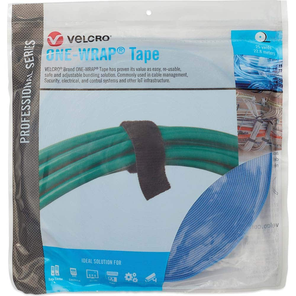 Velcro Brand - Cable Ties; Cable Tie Type: Reusable Cable Tie ; Material: Hook and Loop ; Color: Blue ; Overall Length (Feet): 75 ; Overall Length (Decimal Inch): 300.00000 ; Maximum Bundle Diameter (Inch): 1 - Exact Industrial Supply