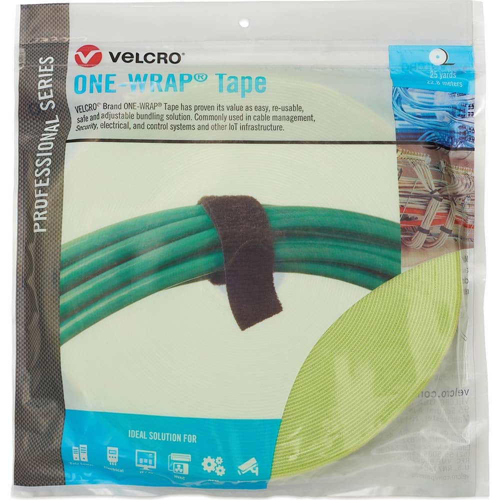Velcro Brand - Cable Ties; Cable Tie Type: Reusable Cable Tie ; Material: Hook and Loop ; Color: OM5 Green ; Overall Length (Feet): 75 ; Overall Length (Decimal Inch): 300.00000 ; Maximum Bundle Diameter (Inch): 1 - Exact Industrial Supply