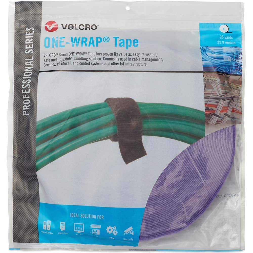 Velcro Brand - Cable Ties; Cable Tie Type: Reusable Cable Tie ; Material: Hook and Loop ; Color: Purple ; Overall Length (Feet): 75 ; Overall Length (Decimal Inch): 300.00000 ; Maximum Bundle Diameter (Inch): 1 - Exact Industrial Supply