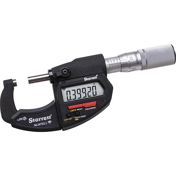 Starrett - Electronic Outside Micrometers Minimum Measurement (Decimal Inch): 0 Minimum Measurement (mm): 0 - Exact Industrial Supply