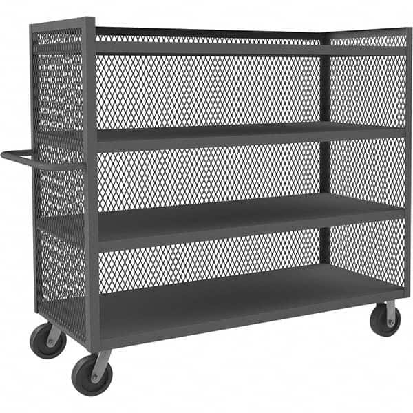 Durham - 3,000 Lb Capacity 4-Shelf 3-Sided Mesh Truck - Exact Industrial Supply