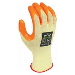 Cut, Puncture & Abrasive-Resistant Gloves: Size XL, ANSI Cut A4, ANSI Puncture 2, Nitrile, Kevlar Yellow, Palm & Fingers Coated, Kevlar Lined, Nitrile Dipped Grip, ANSI Abrasion 4