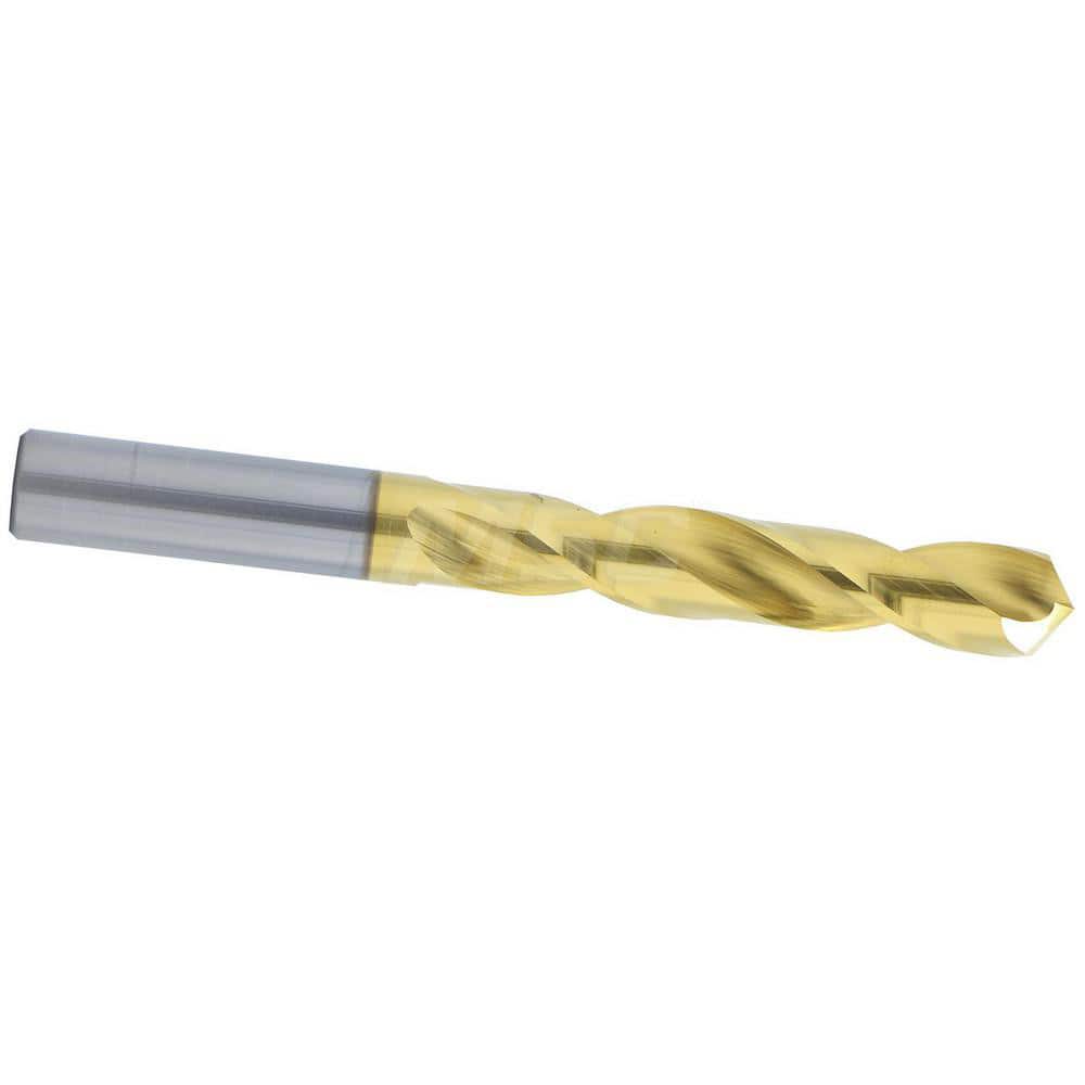 Jobber Length Drill Bit: 0.5″ Dia, 118 °, Solid Carbide TiN Finish, Right Hand Cut, Spiral Flute, Straight-Cylindrical Shank, Series 450