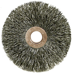 ‎1-1/2″ Small Diameter Crimped Wire Wheel, .005″ Stainless Steel Fill, 3/8″ Arbor Hole - Exact Industrial Supply