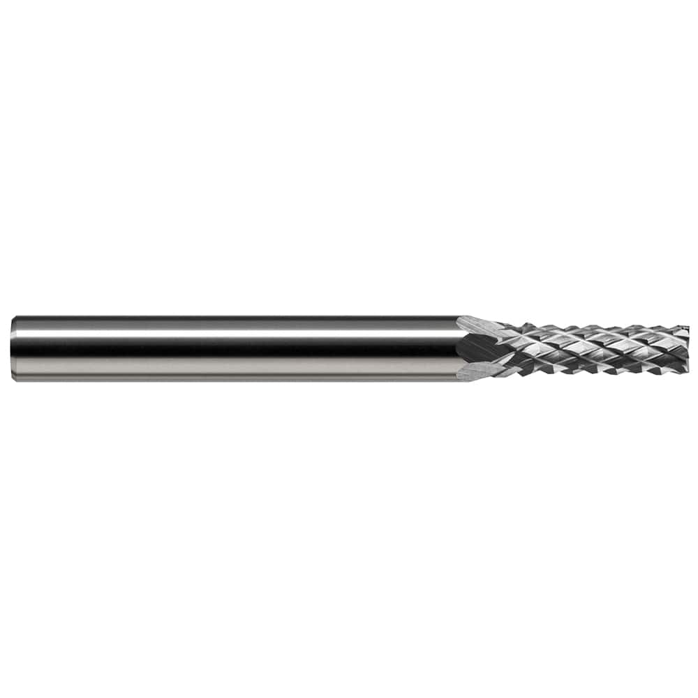 Harvey Tool - 3/32" Diam, 0.279" LOC, 1/8" Shank Diam, 7-Flute Burr-End Diamond-Pattern Router Bit - Exact Industrial Supply
