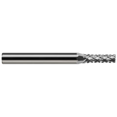 Harvey Tool - 1/16" Diam, 0.186" LOC, 1/8" Shank Diam, 6-Flute Burr-End Diamond-Pattern Router Bit - Exact Industrial Supply