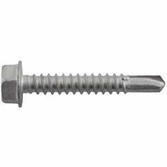 #12-14, Hex Washer Head, Hex Drive, 2-1/2″ Length Under Head, #3 Point, Self Drilling Screw Carbon Steel, Silver StalGard Finish