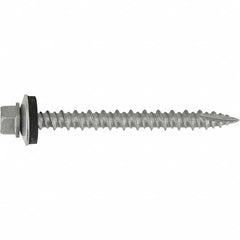 #10-16, Hex Washer Head, Hex Drive, 2″ Length Under Head, #17 Point, Self Drilling Screw Carbon Steel, Silver StalGard Finish