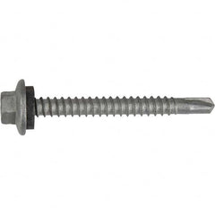 #12-14, Hex Washer Head, Hex Drive, 1-1/4″ Length Under Head, #2/3 Point, Self Drilling Screw Carbon Steel, Silver StalGard Finish