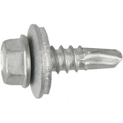 1/4, Hex Washer Head, Hex Drive, 1″ Length Under Head, #3 Point, Self Drilling Screw Carbon Steel, Silver StalGard Finish