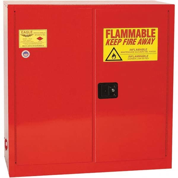 Eagle - Safety Cabinets Hazardous Chemical Type: Flammable and Combustible Liquids Color: Red - Exact Industrial Supply