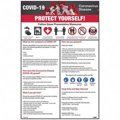 NMC - 1 5-Piece "COVID-19 - PROTECT YOURSELF!", 12" Wide x 18" High, Paper Safety Sign - Exact Industrial Supply