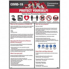 NMC - "COVID-19 - PROTECT YOURSELF!", 18" Wide x 24" High, Pressure-Sensitive Vinyl Safety Sign - Exact Industrial Supply