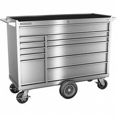 Tool Storage Combos & Systems; Type: Wheeled Tool Cabinet with Maintenance Cart; Drawers Range: 10 - 15 Drawers; Number of Pieces: 2; Width Range: 48″ and Wider; Depth Range: 18″ and Deeper; Height Range: 36″ - 59.9″; Color: Silver; Number of Drawers: 11;