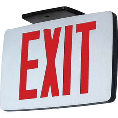 Illuminated Exit Signs; Number of Faces: 2; Light Technology: LED; Letter Color: Red; Mount Type: Surface Mount; Housing Material: Aluminum; Housing Color: White; Battery Type: Sealed Nickel Cadmium; Wattage: 1 W; Overall Length: 0.88 in; Overall Length (