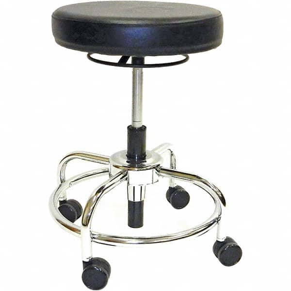 Adjustable Height Swivel Stool: Antimicrobial, 14″ Seat Width, 14″ Seat Depth, Black Antimicrobial Seat, Black