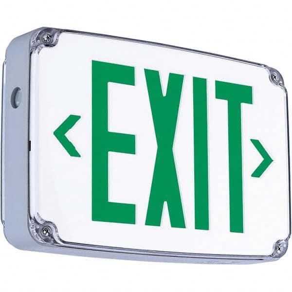 Hubbell Lighting - Illuminated Exit Signs Number of Faces: 2 Letter Color: Green - Exact Industrial Supply