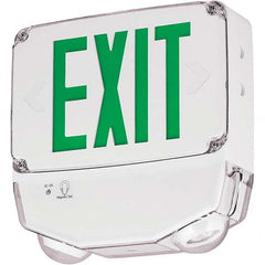 Hubbell Lighting - Illuminated Exit Signs Number of Faces: 2 Letter Color: Green - Exact Industrial Supply