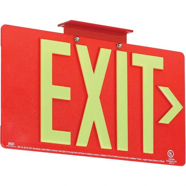 Hubbell Lighting - Illuminated Exit Signs Number of Faces: 1 Letter Color: Photoluminescent - Exact Industrial Supply