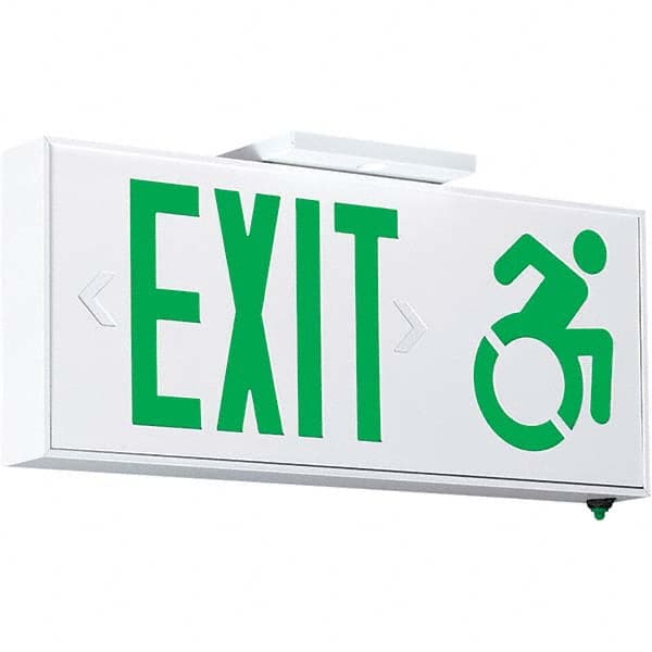 Hubbell Lighting - Illuminated Exit Signs Number of Faces: 1 Letter Color: Green - Exact Industrial Supply