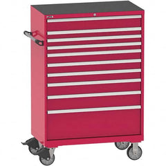 Steel Tool Roller Cabinet: 10 Drawers Red