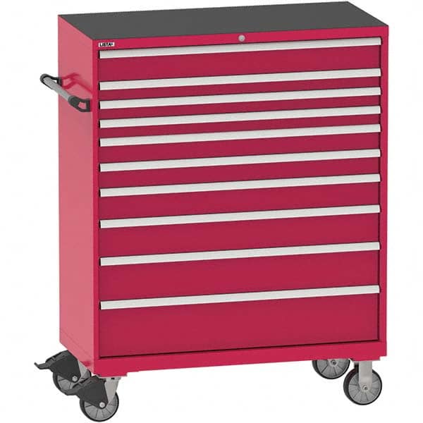 Steel Tool Roller Cabinet: 10 Drawers Red