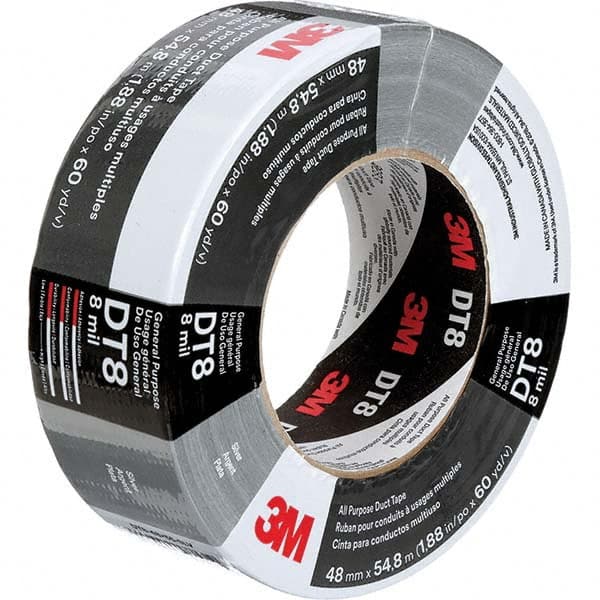 3M - 54.8m x 48mm x 8 mil Black Polyethylene Cloth Duct Tape - Exact Industrial Supply