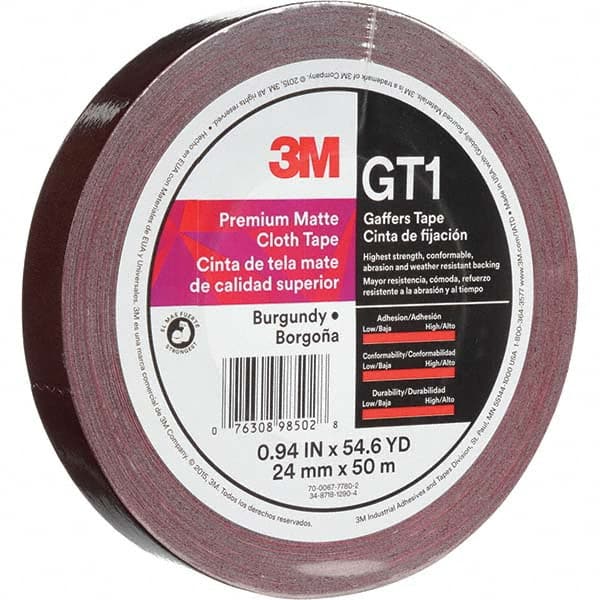 3M - 50m x 24mm x 11 mil Burgundy Cotton Cloth Gaffers Tape - Exact Industrial Supply