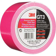 3M - 50m x 72mm x 11 mil Fluorescent Pink Cotton Cloth Gaffers Tape - Exact Industrial Supply