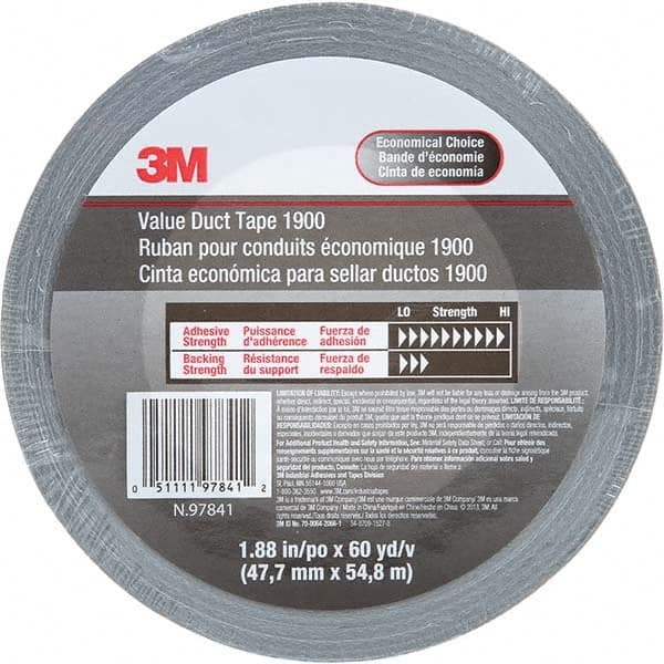 3M - 60 Yd x 1.88" x 5.8 mil Silver Polyethylene Cloth Duct Tape - Exact Industrial Supply