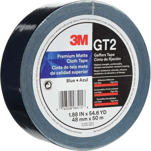 3M - 50m x 48mm x 11 mil Blue Cotton Cloth Gaffers Tape - Exact Industrial Supply