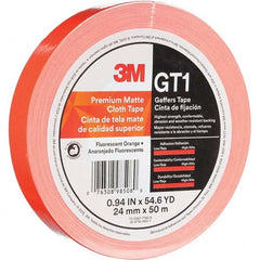 3M - 50m x 24mm x 11 mil Fluorescent Orange Cotton Cloth Gaffers Tape - Exact Industrial Supply