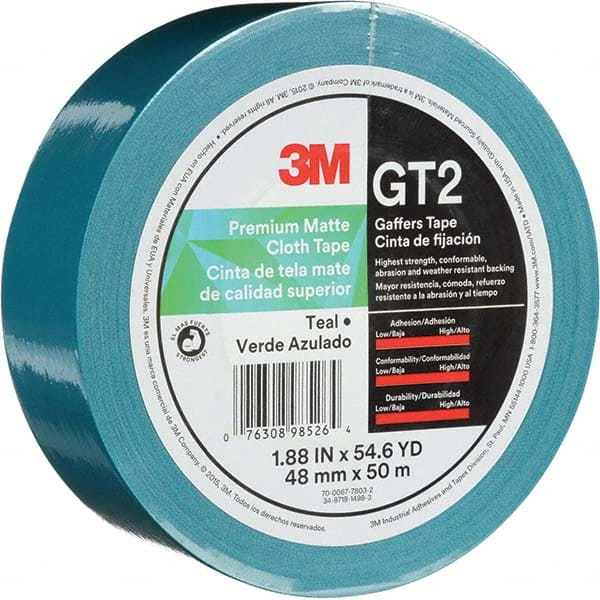 3M - 50m x 48mm x 11 mil Teal Cotton Cloth Gaffers Tape - Exact Industrial Supply