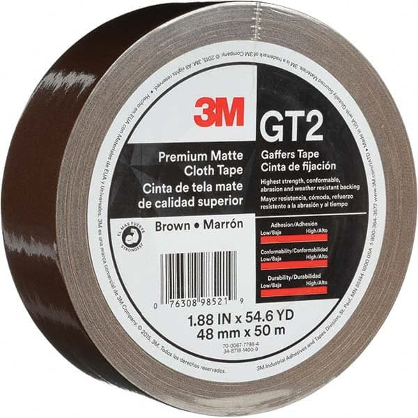 3M - 50m x 48mm x 11 mil Brown Cotton Cloth Gaffers Tape - Exact Industrial Supply