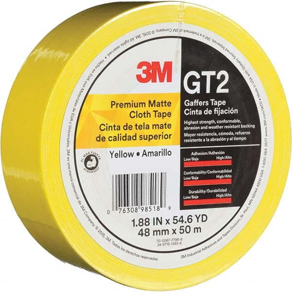 3M - 50m x 48mm x 11 mil Yellow Cotton Cloth Gaffers Tape - Exact Industrial Supply