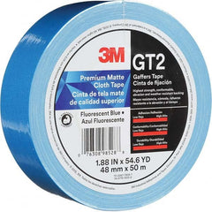 3M - 50m x 48mm x 11 mil Fluorescent Blue Cotton Cloth Gaffers Tape - Exact Industrial Supply