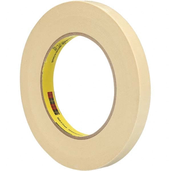 Masking Tape: 60 yd Long, 6 mil Thick, Tan Crepe Paper, Rubber Adhesive, 27 lb/in Tensile Strength